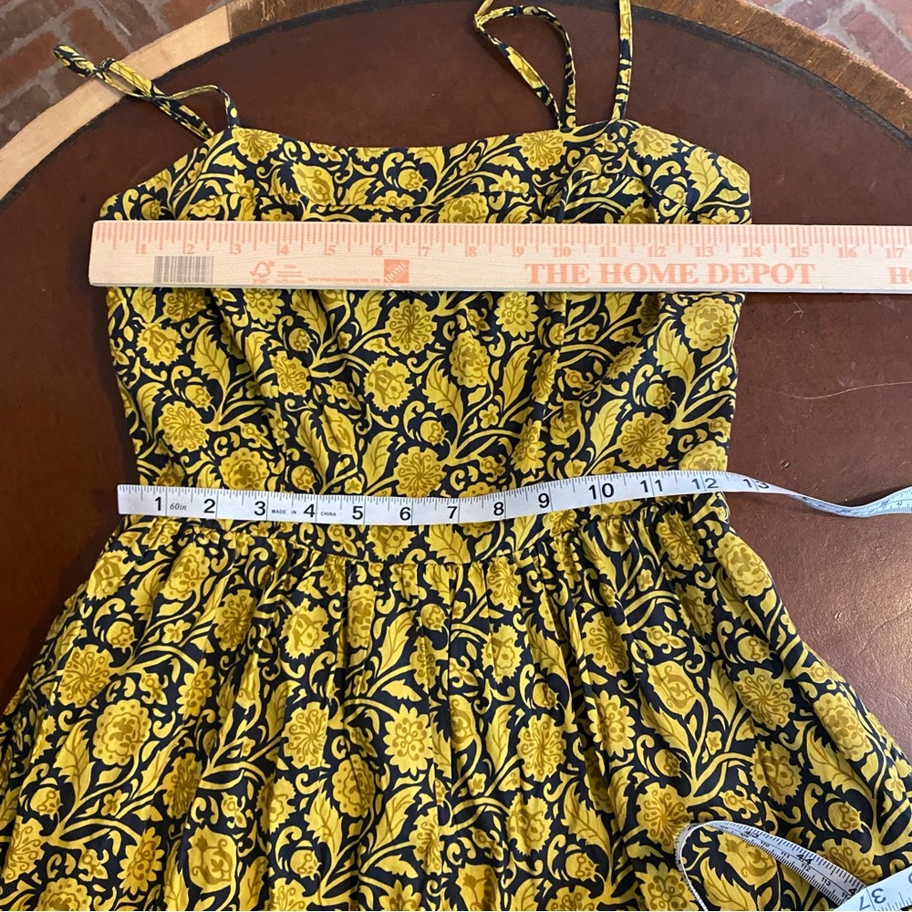 Nicholas ADELE Black and Gold Floral Cotton Tiered Ruffle Sundress Size 4 Maxi - Picture 8 of 11